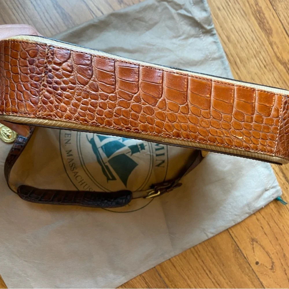 Brahmin Tan and Brown Embossed Bag EUC - Picture 8 of 11